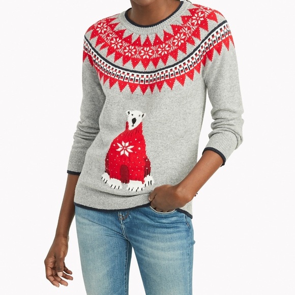 Tommy Hilfiger Fairisle Knit Pullover Polar Bear Holiday Sweater - Picture 10 of 11